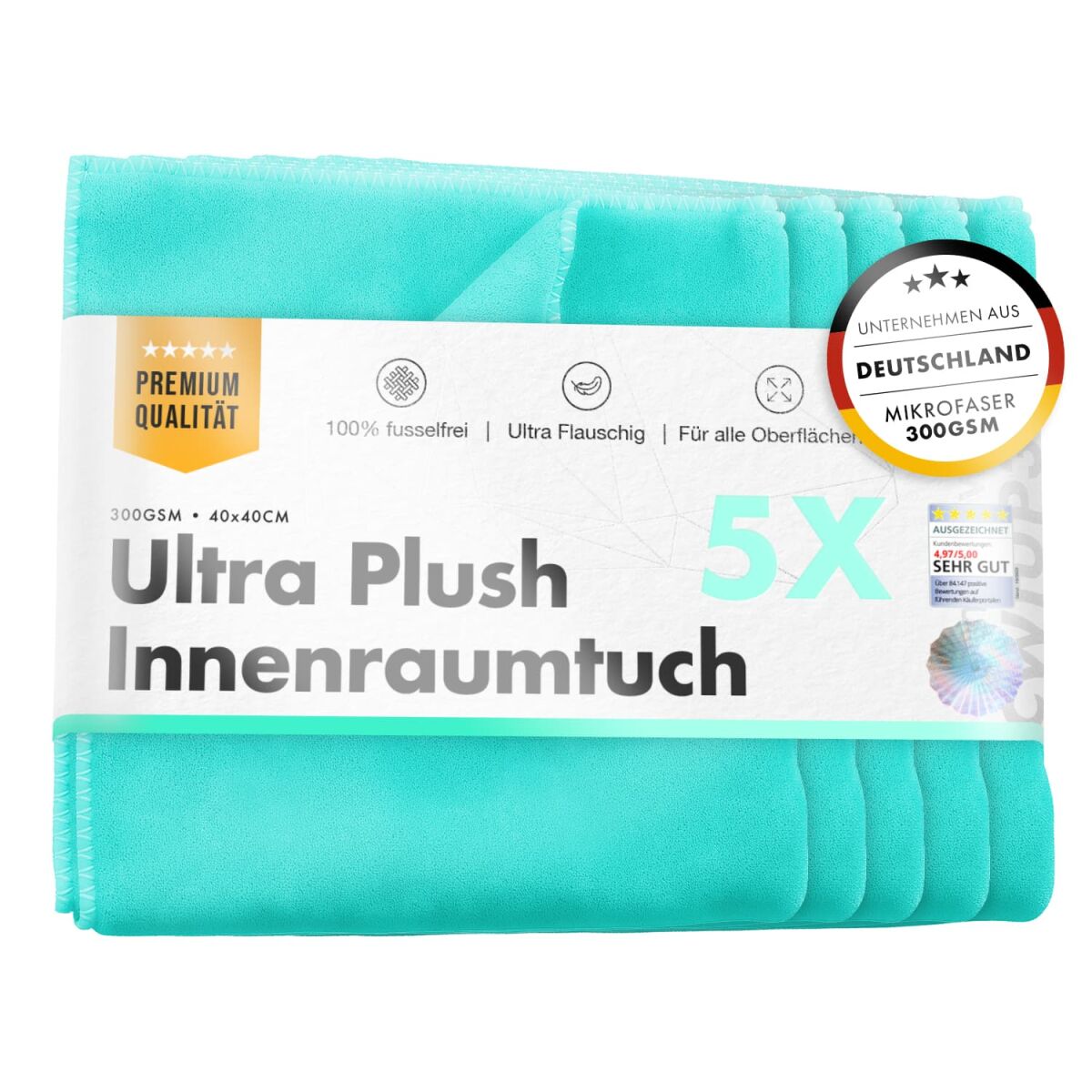 chemicalworkz Interior Ultra Plush Towel 300GSM Türkis Innenraumtuch 40x40cm 5Stk.