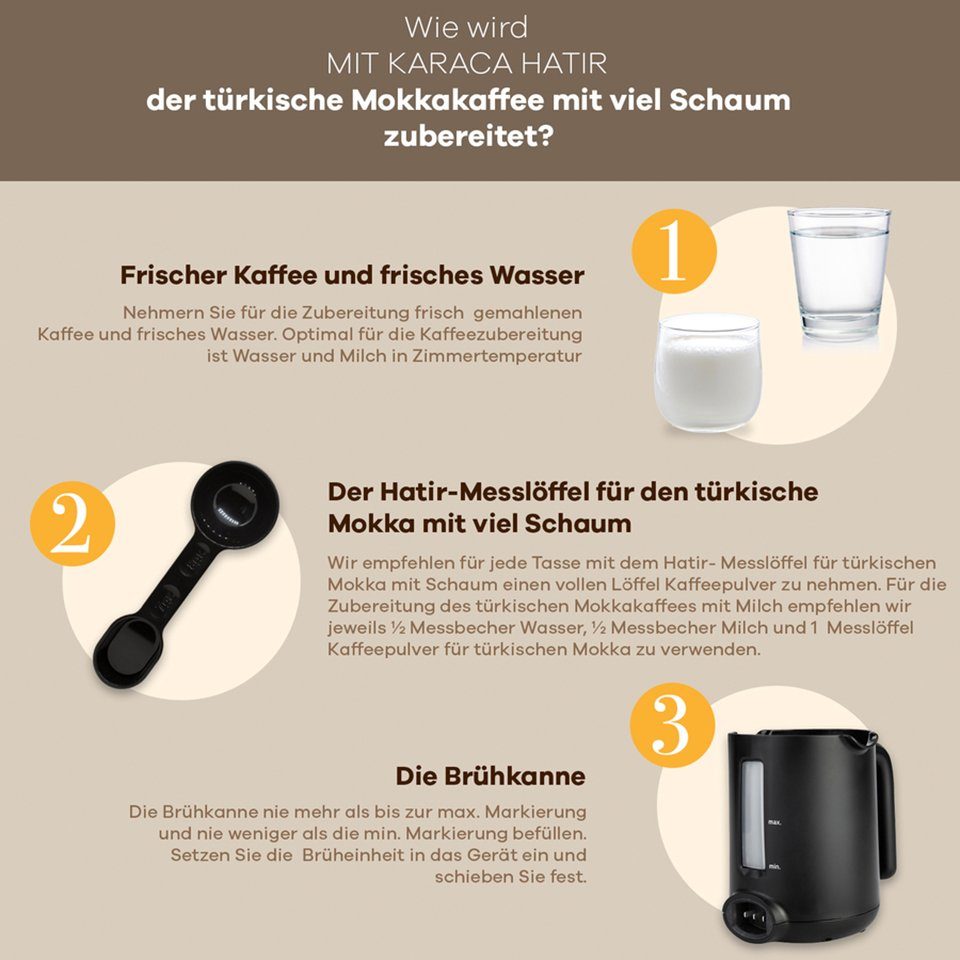 Karaca Mokkamaschine Karaca Hatir Hüps Mokkamaschine für türkischen Mokka mit Milch Kaffeemaschinen