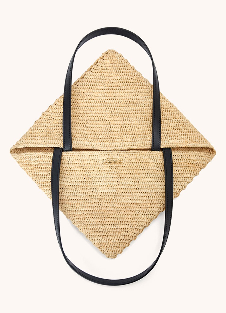 LOEWE Puzzle Fold vidēja izmēra plecu soma ar teļādas detaļām