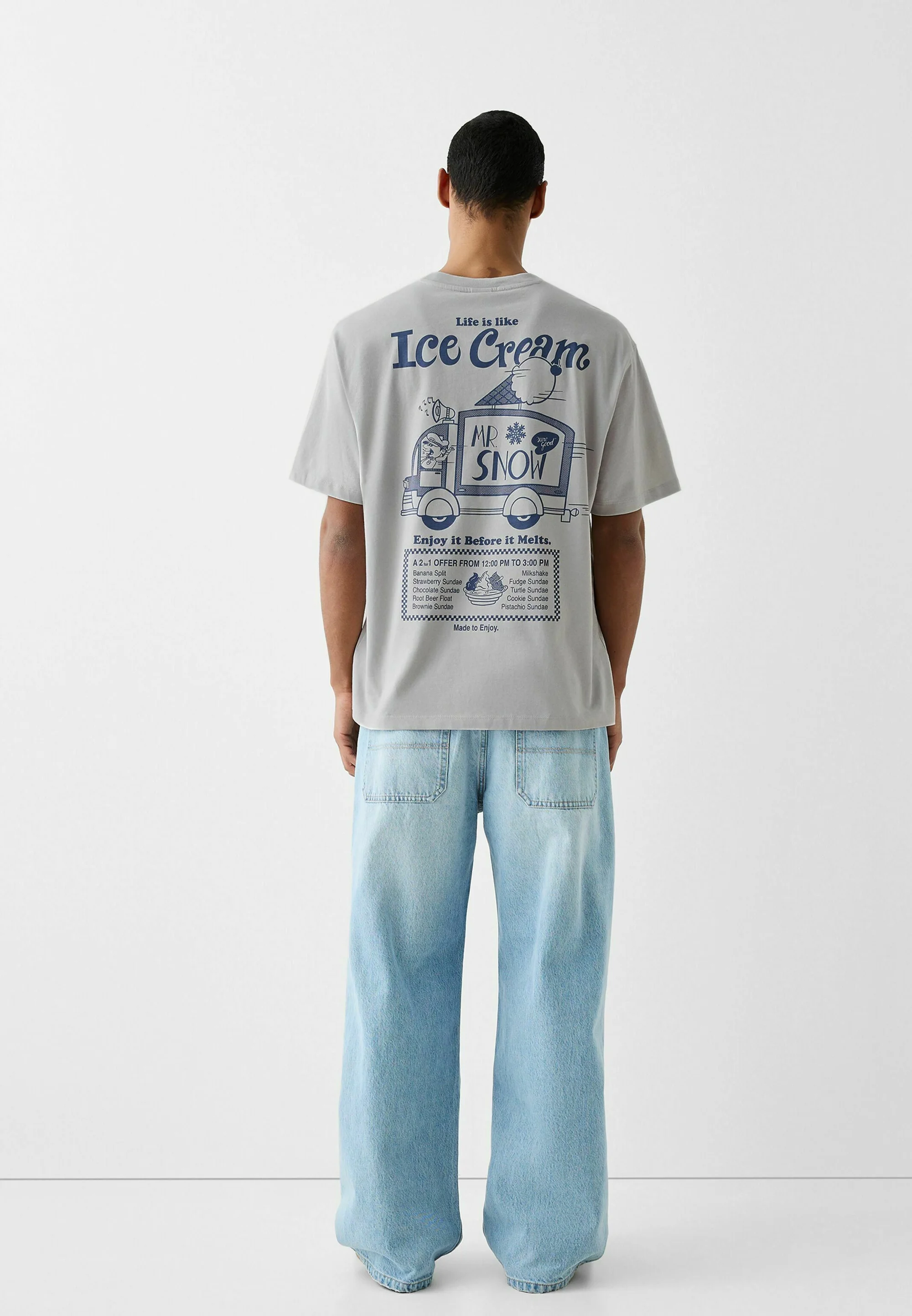 Bershka BOXY DE MANGA CORTA - Camiseta con estampado