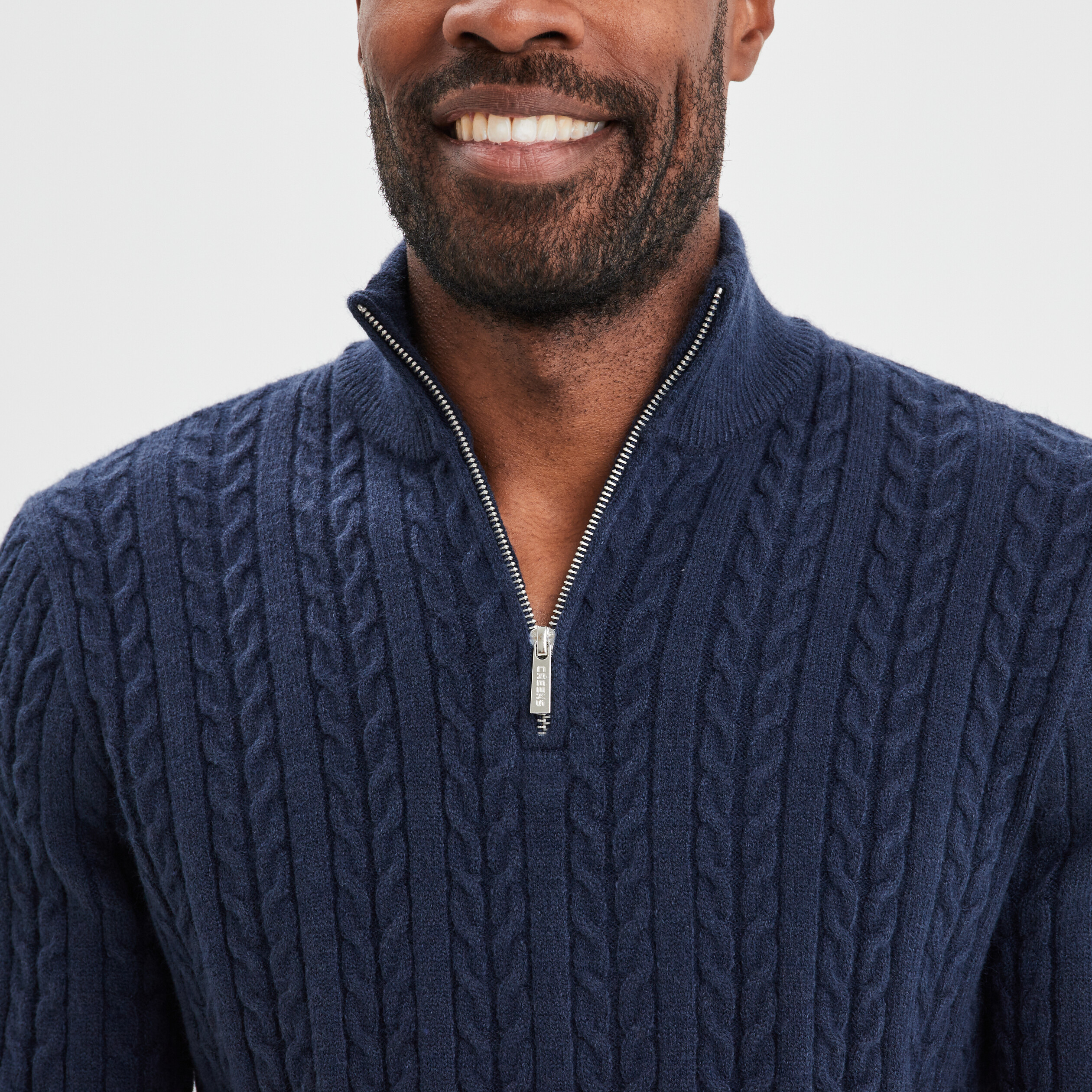 Pull camionneur à torsades bleu marine homme | La Halle