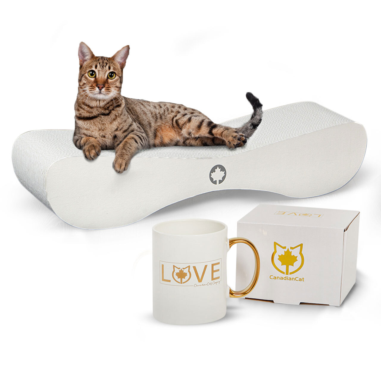 Canadian Cat Company Kratzbretter & Kratzpappen Canadian Cat Company Kratzbrett Kratzbrett Set Satellite 2.0 + Tasse weiß