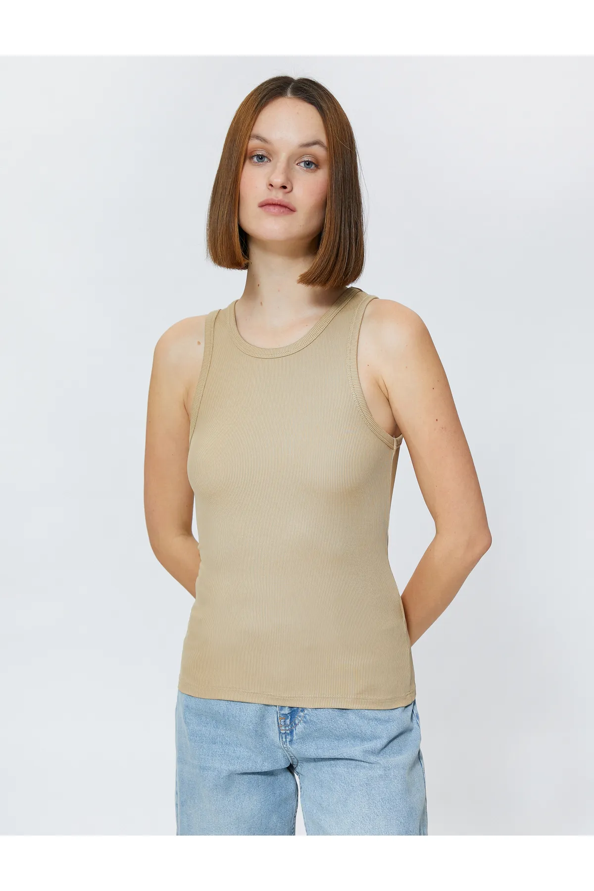 Koton  Basic-Tanktop mit geripptem Neckholder-Kragen