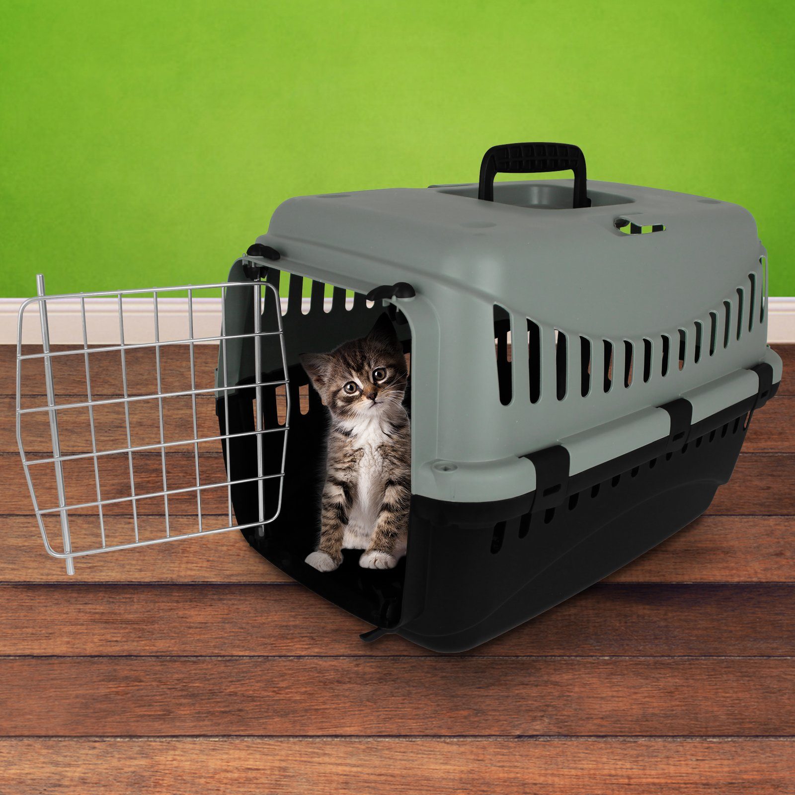 Centi Tiertransportbox Transportbox Tiere Metalltür Tierbox Tiertransport Transportkäfig bis 6,00 kg, Katzen Hunde Haustier Box Katzenbox Transportkiste Haustiertransport