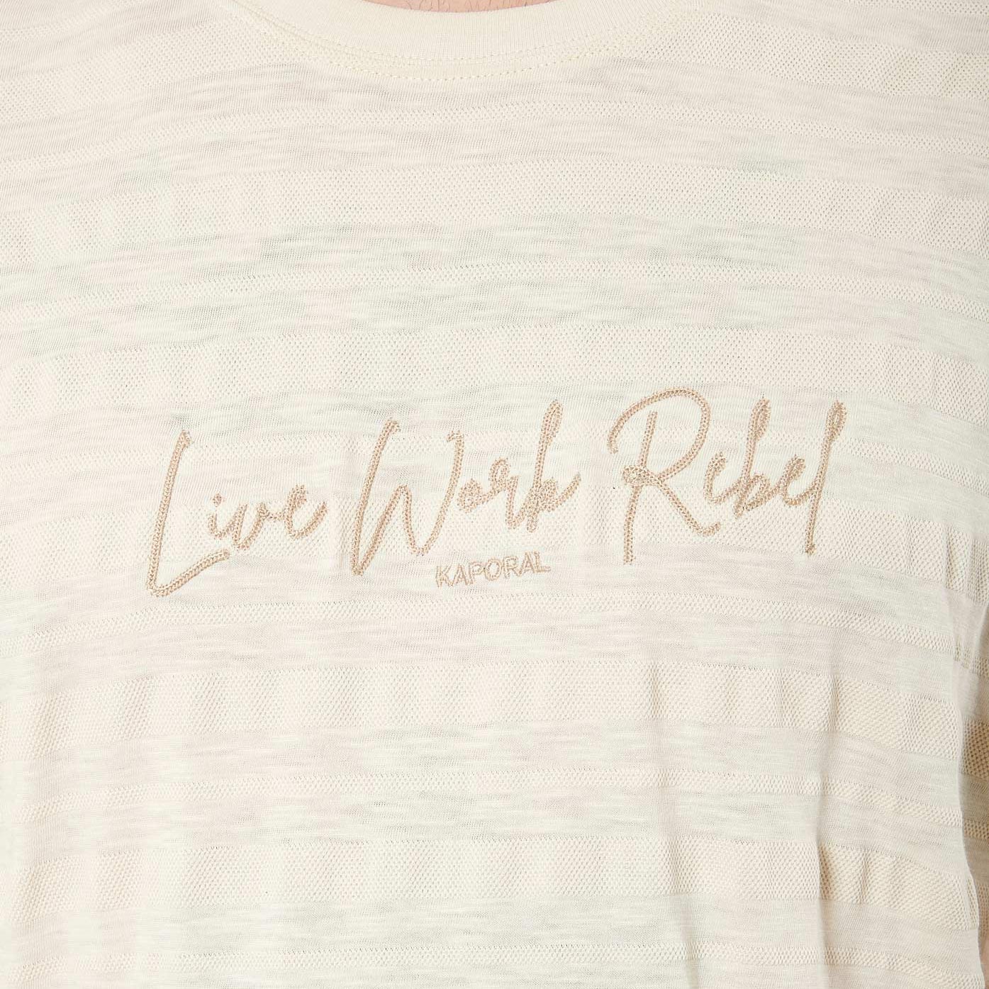 SONNY  T-shirt à rayures beige Homme en 100% coton
