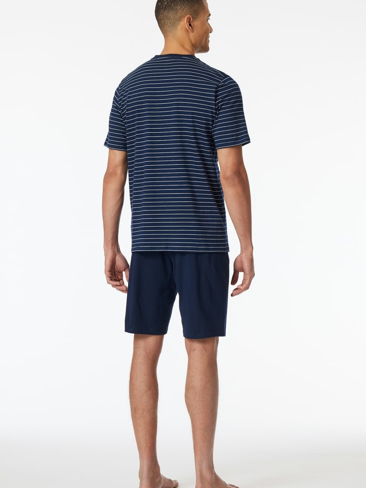 Schiesser Pyjama Schlafanzug kurz - Casual Essentials in Admiral günstig kaufen