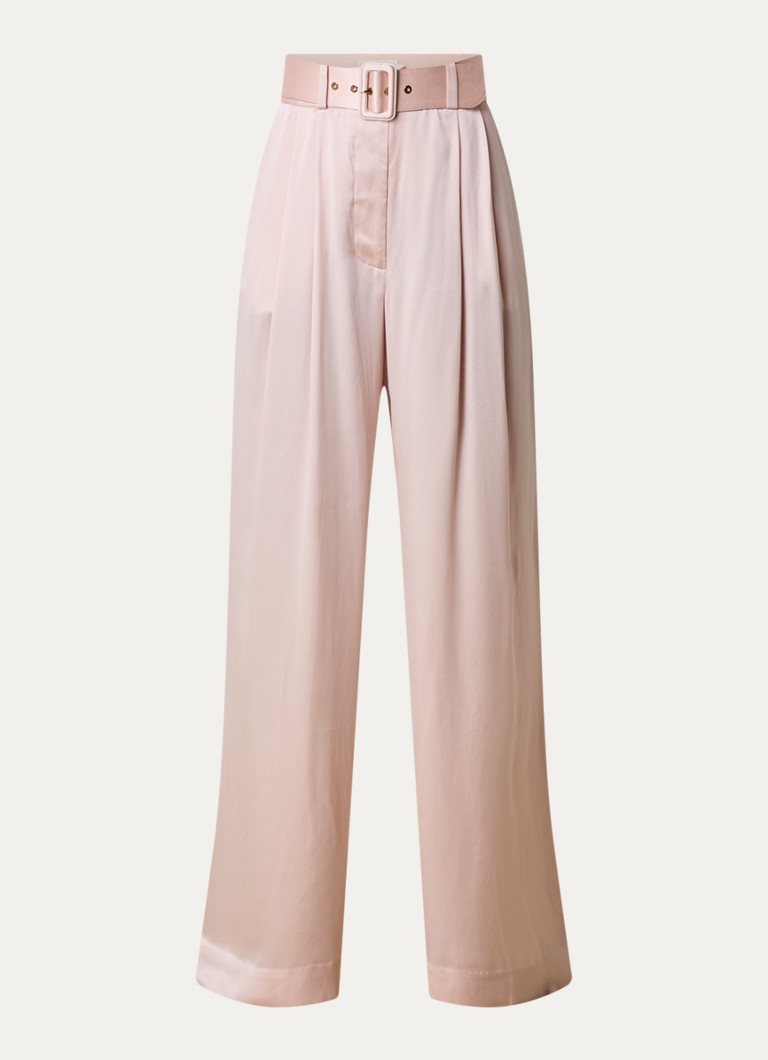Pantaloni palazzo in seta a vita alta e gamba larga Zimmermann con cintura
