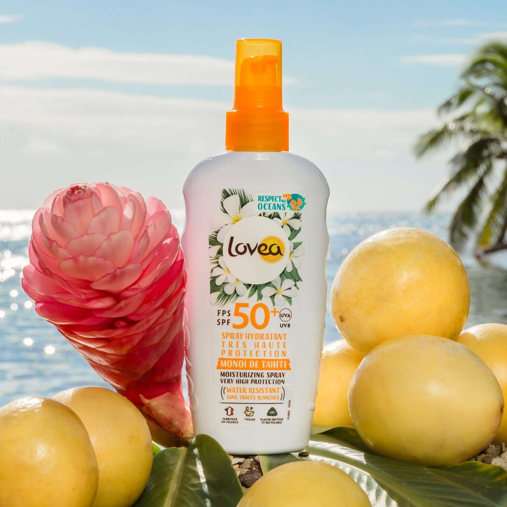 lovea Spray Hydratant FPS 50+ Très Haute Protection Monoï de Tahiti Spray Protecteur Solaire - Hydratant