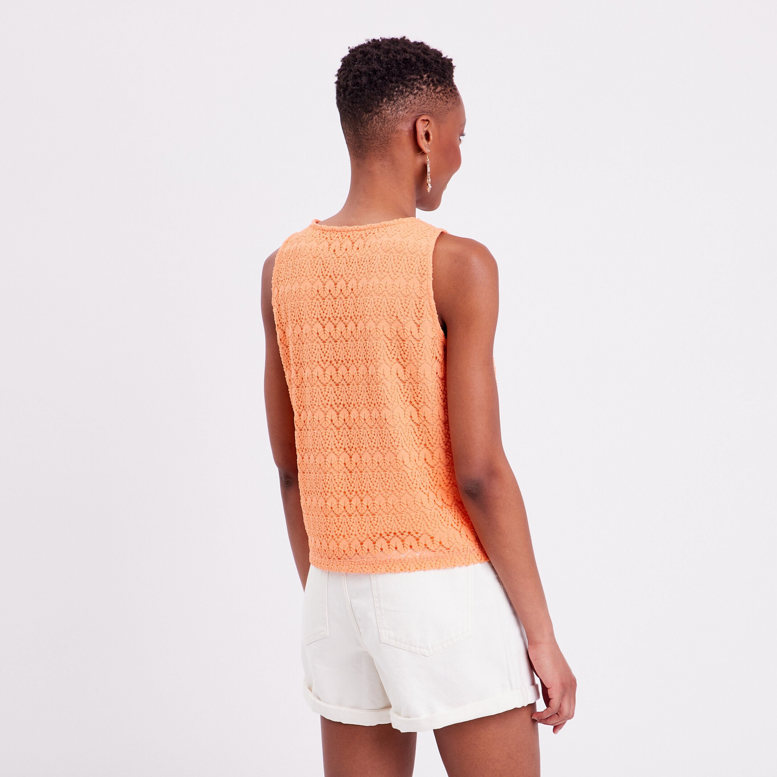 Débardeur aspect crochet rose saumon femme | Cache Cache