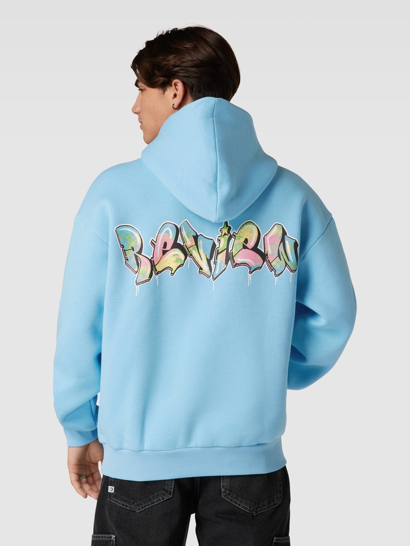 Oversized Hoodie mit Motiv-Print in hellblau