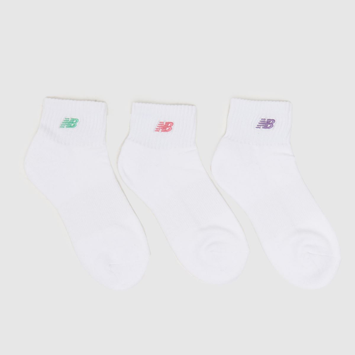 Komplet treh belih nogavic za gležnje z majhnim logotipom New Balance