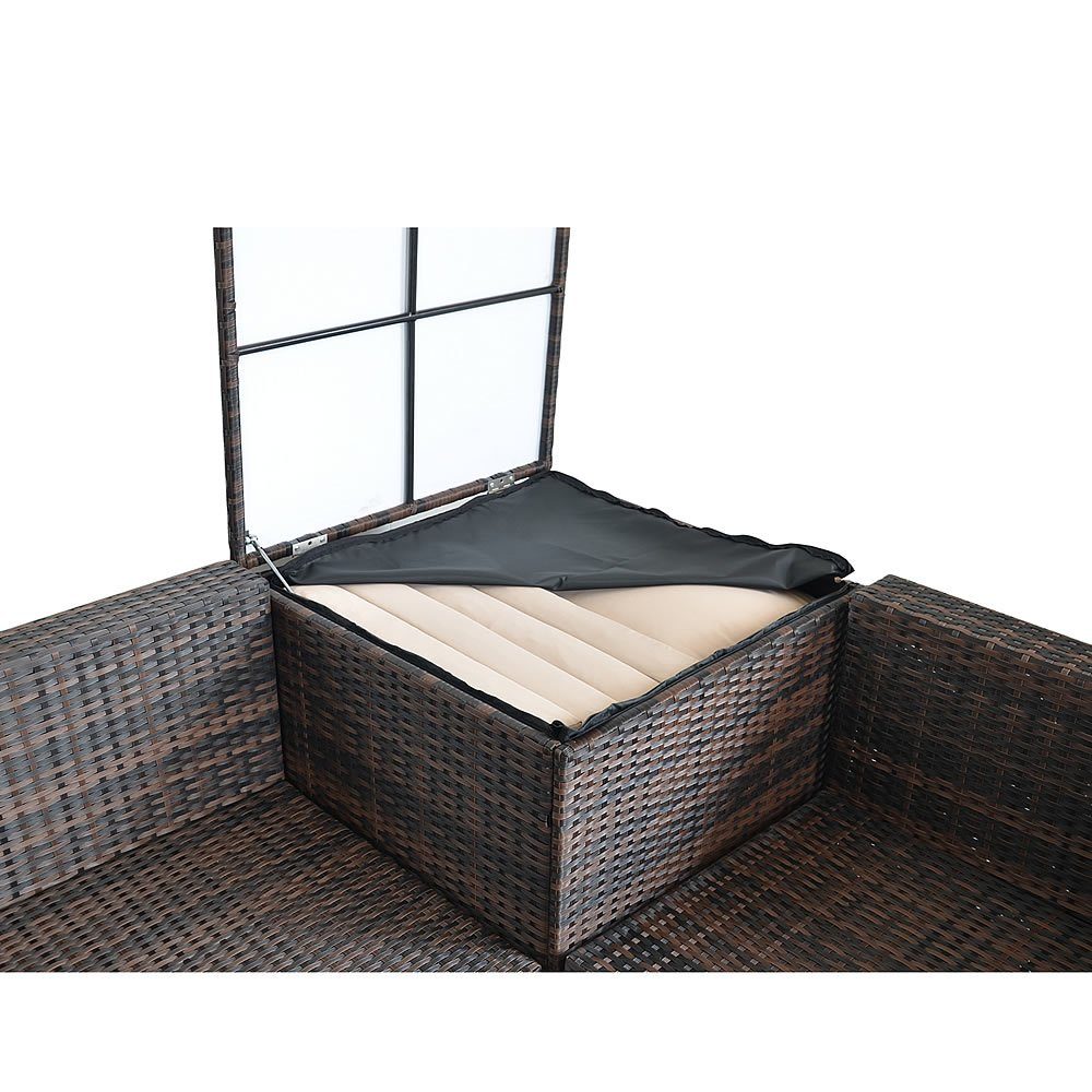 Mucola Gartenlounge-Set Polyrattan Sitzgruppe mit Auflagenbox Sitzgarnitur Gartengarnitur, (Set, 2-tlg), Sicherheitsglasplatte