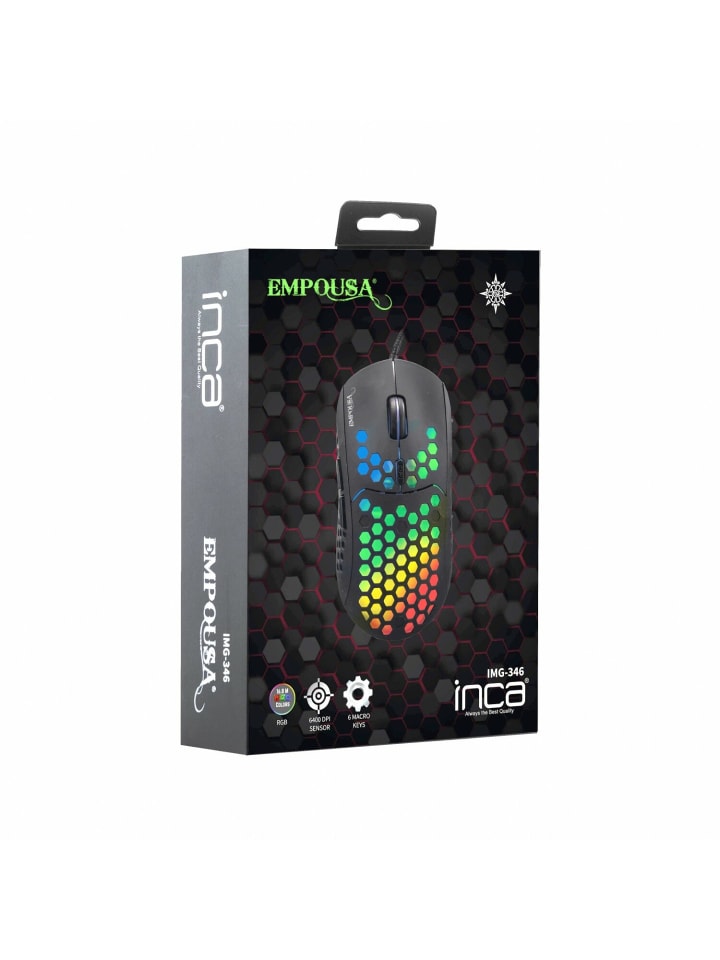 Inca INCA IMG-346 EMPOUSA RGB-Makro-Tasten Professional 6400 DPI 8 Tasten in schwarz günstig kaufen onesize