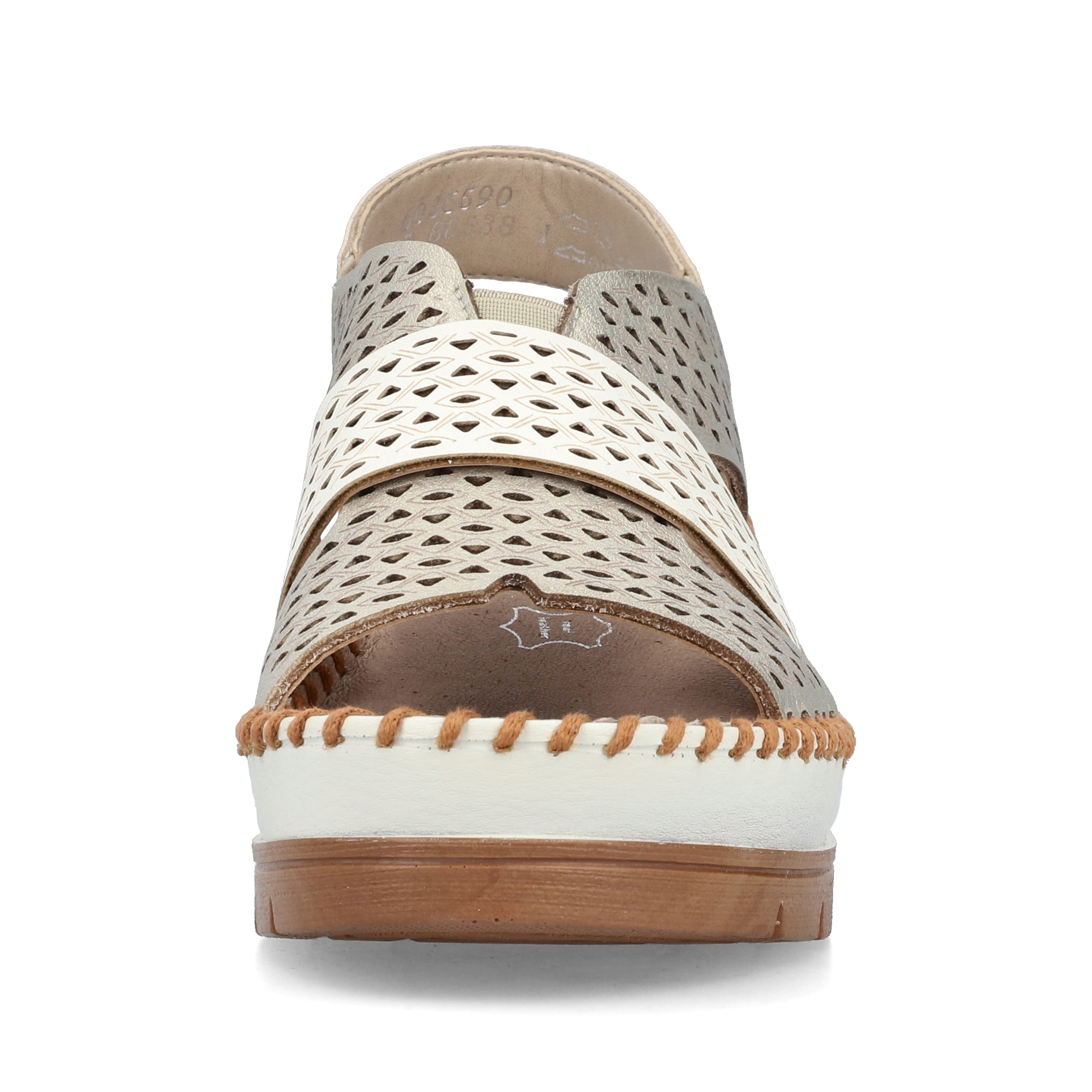 Rieker Damen Keilsandaletten metallic-perlweiss