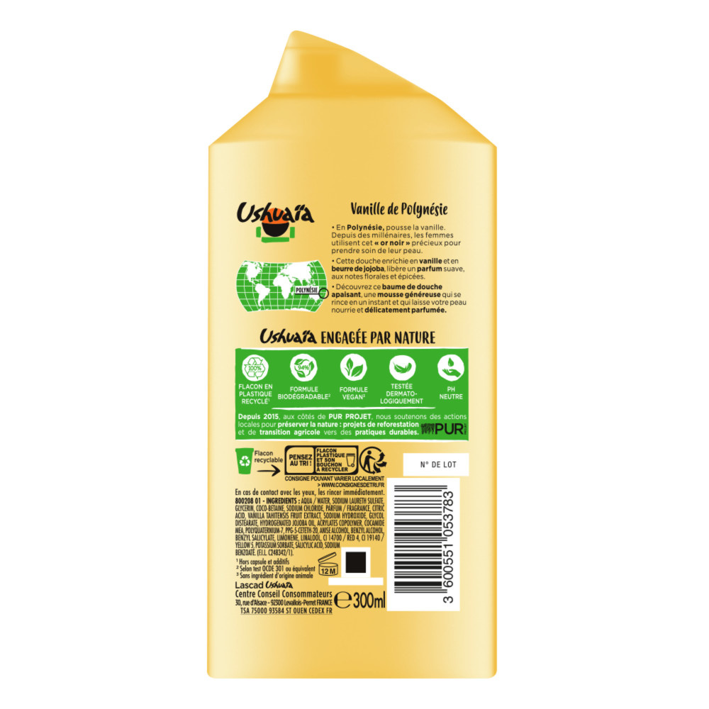 ushuaïa Ushuaïa Baume Vanille & Beurre de Jojoba 300ml Baume Douche Vanille & Beurre de Jojoba