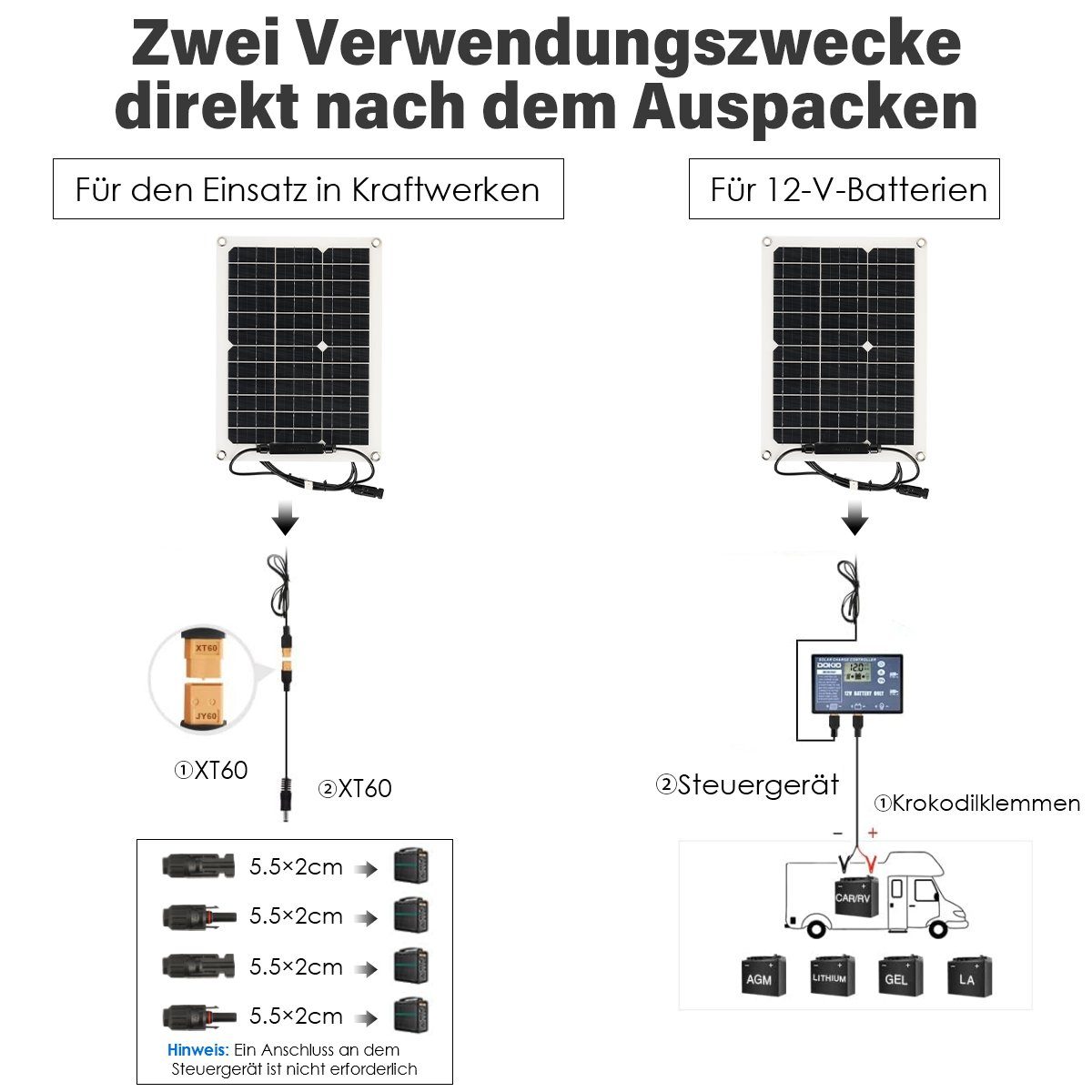 iscooter Solarmodul 200W Solarpanel Monokristallines Solarstrom-Kit, IP65, 200,00 W, Solarstrom-Kit, Solarpanel Stromerzeuger Solaranlage