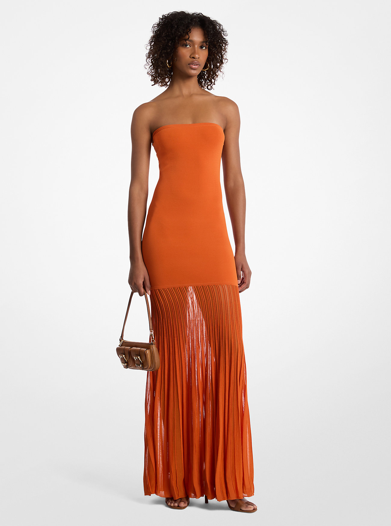 Stretch Knit Sheer Strapless Dress - LORANGE