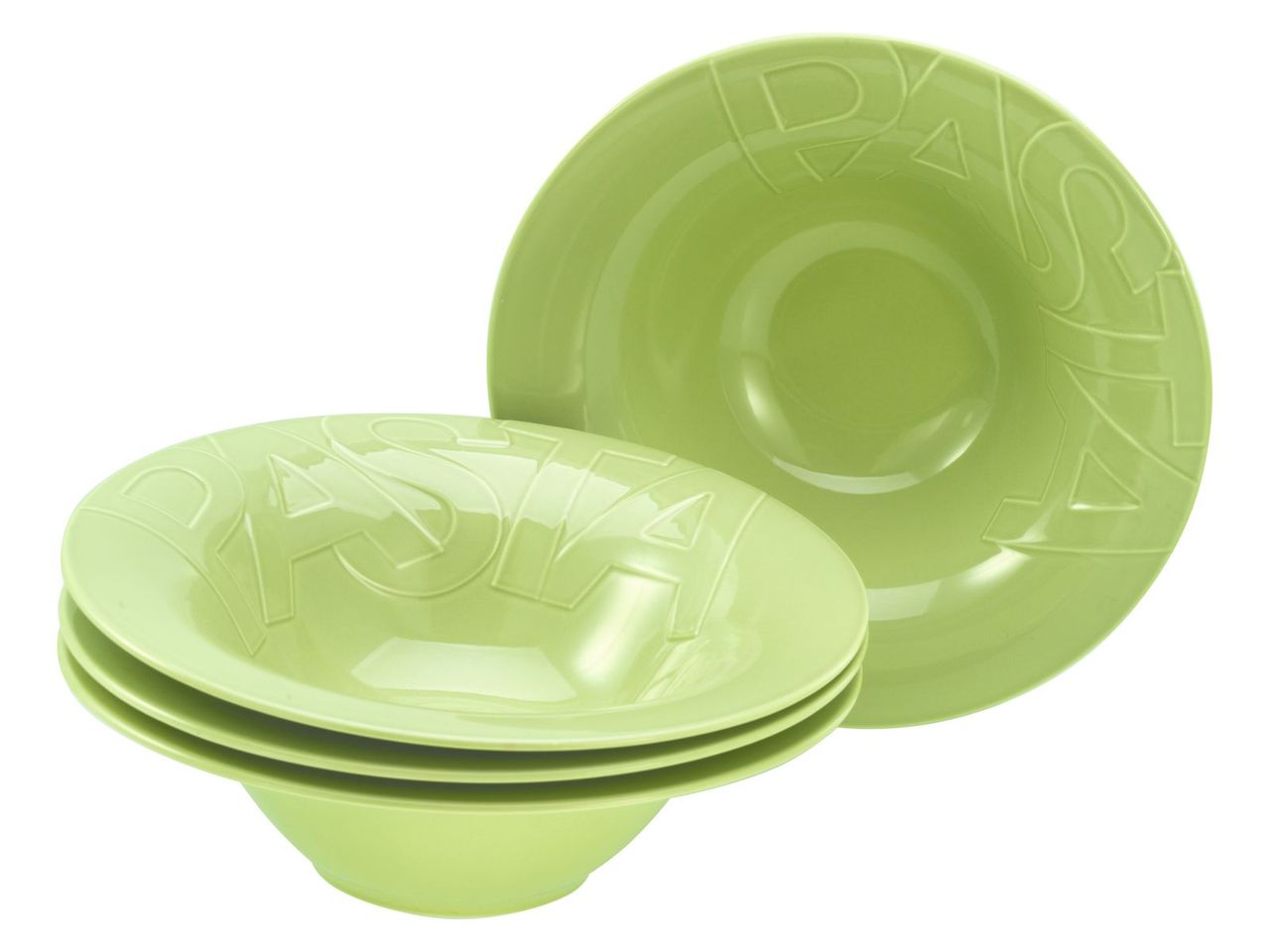 CreaTable Gourmet Grün, 4-teiliges Geschirrset, Pastateller aus Porzellan