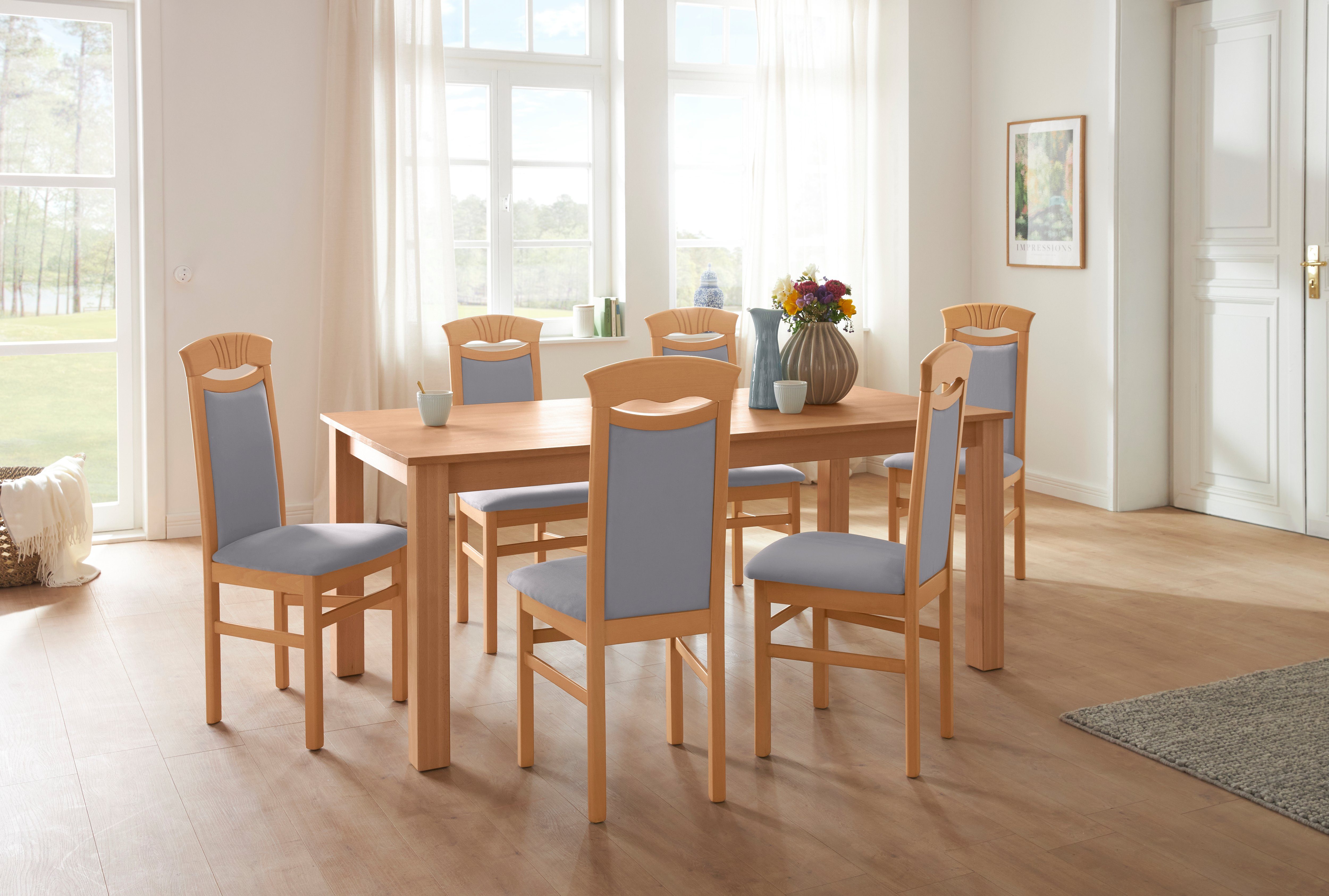 Home affaire Essgruppe Luisa + Franz Set, (Set, 7-tlg., 7tlg), Buche Massivholz