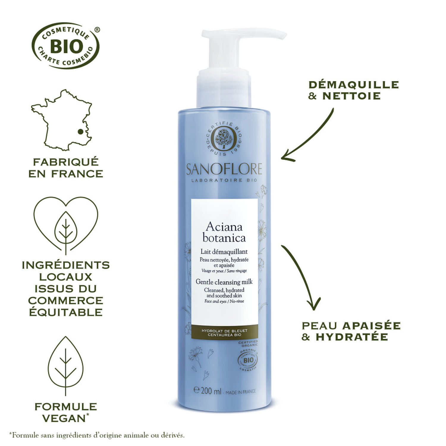 Sanoflore Aciana Botanica Lait Démaquillant 200 ml