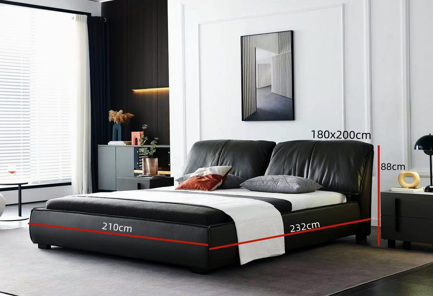 Salottini Lederbett Designer Bett 180x200 Lederbett Doppelbett Arezzo
