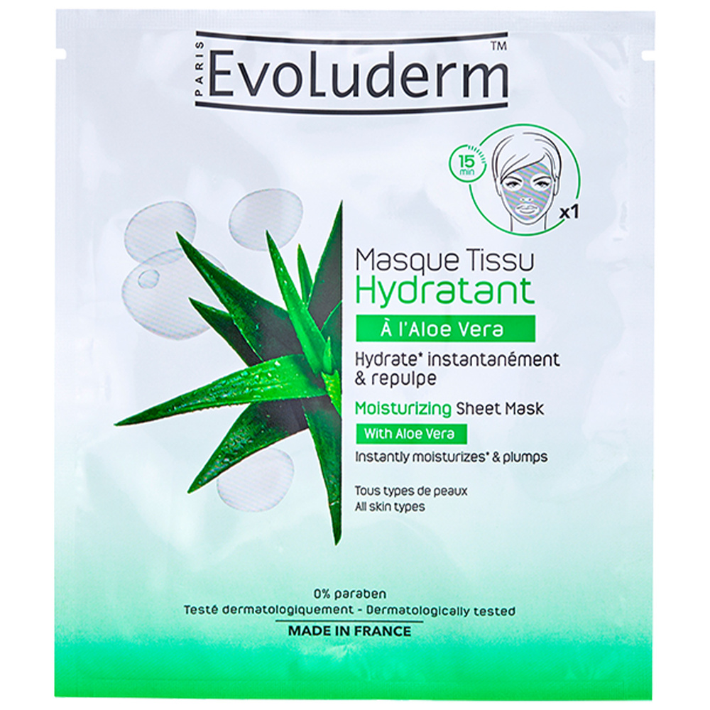 evoluderm Masque Tissu Masque Tissu Hydratant Aloe Vera