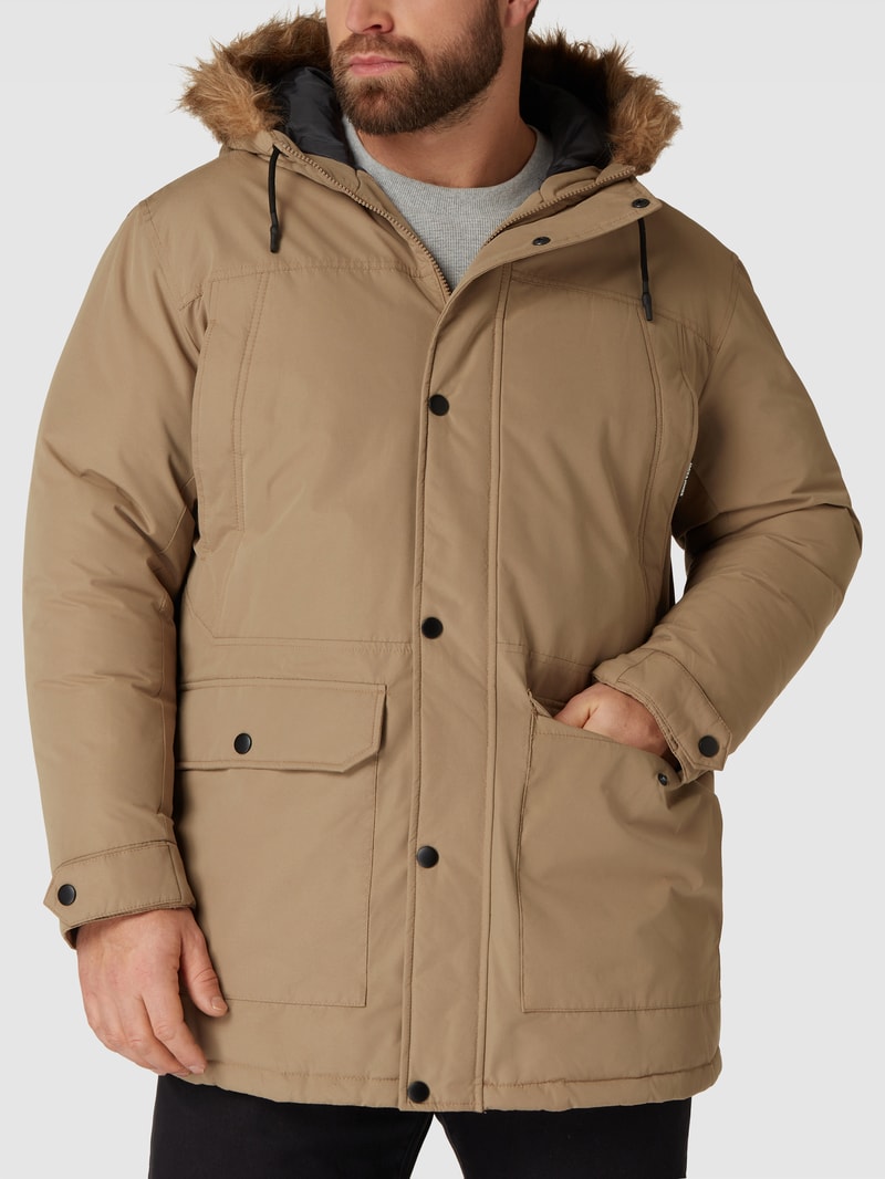 PLUS SIZE Parka mit Kunstfellbesatz in sand