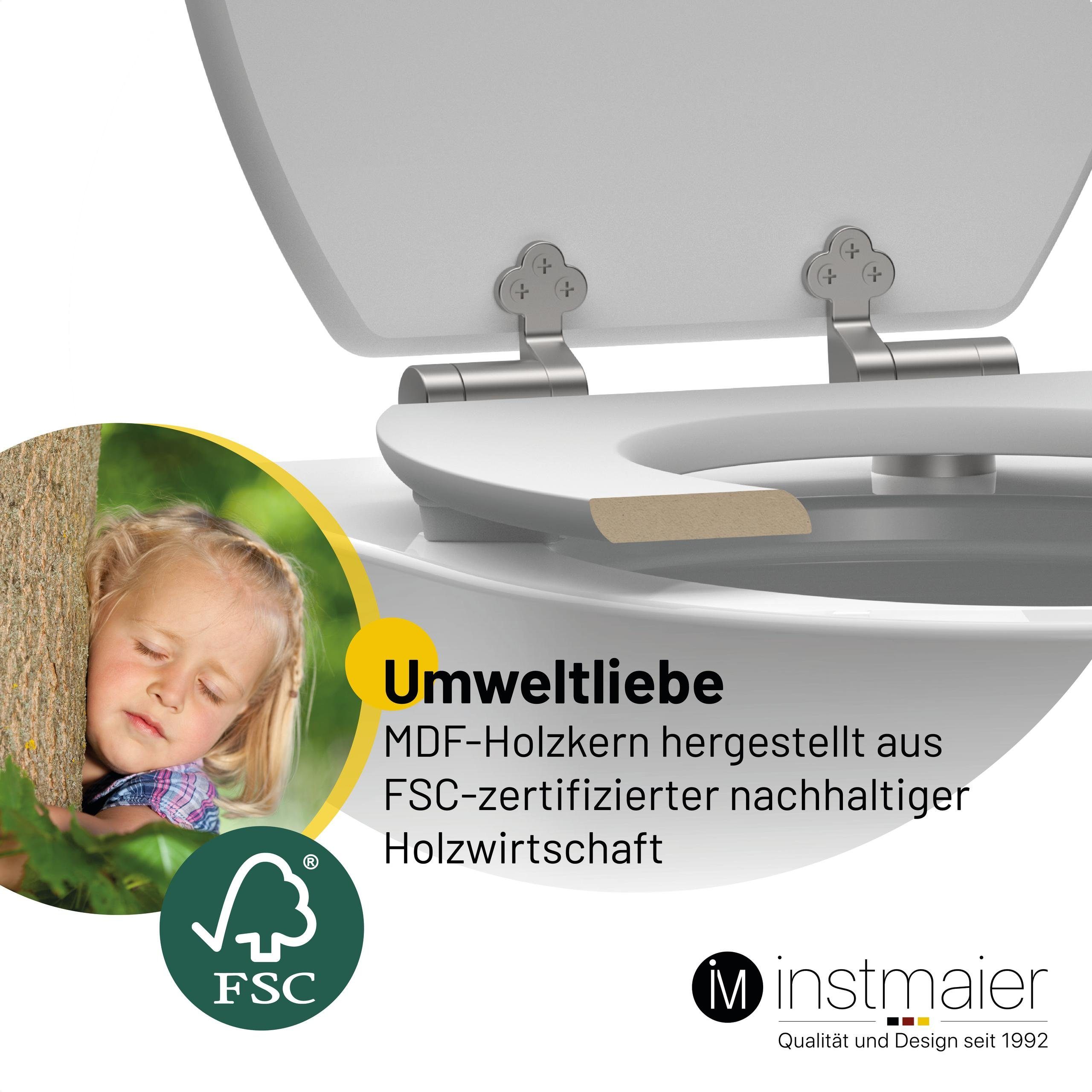 instmaier WC-Sitz Holz Toilettendeckel, Azulejo-Motiv, mit doppelter Absenkautomatik