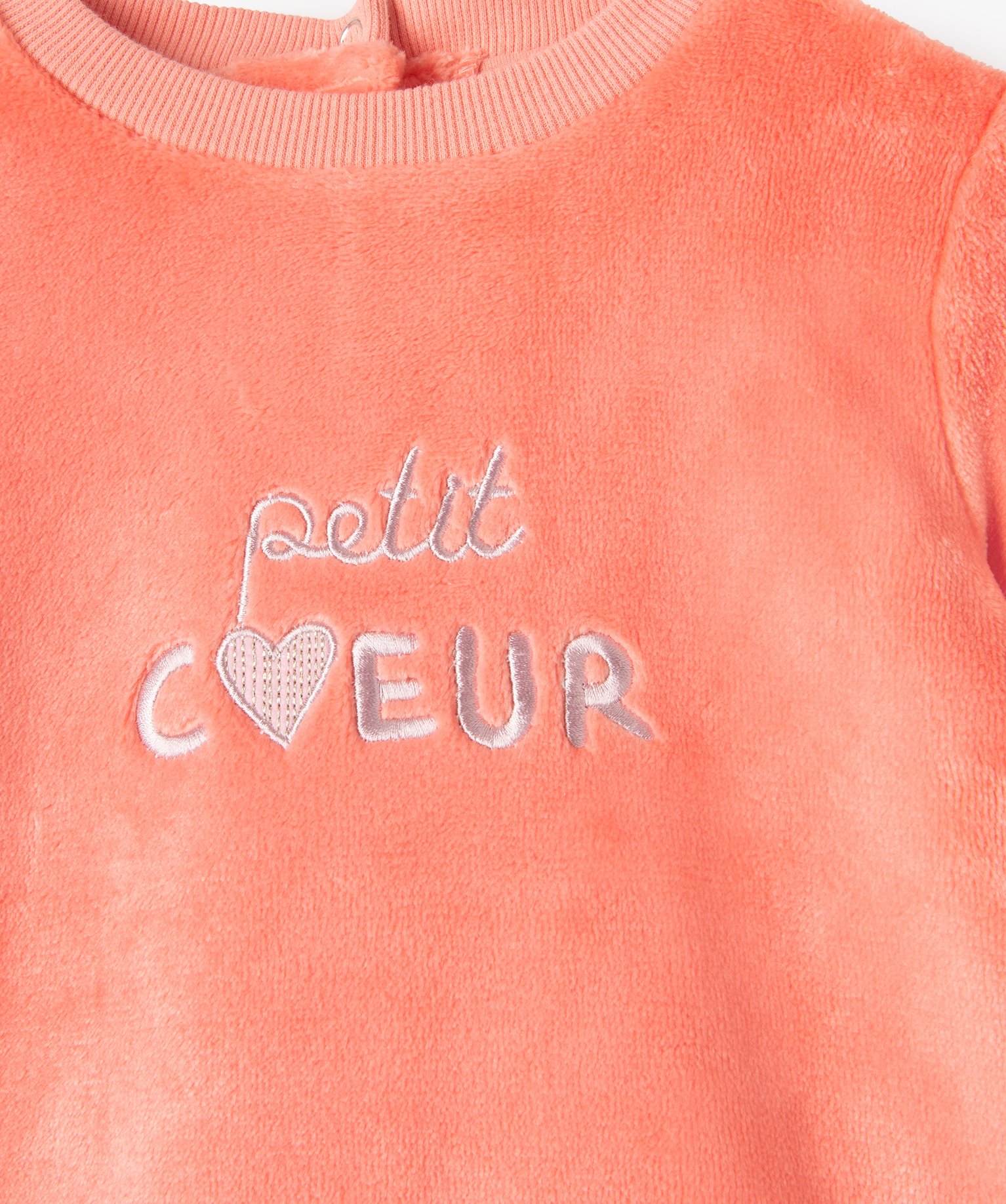 Pull bébé fille en maille peluche avec inscription brodée rose | GEMO