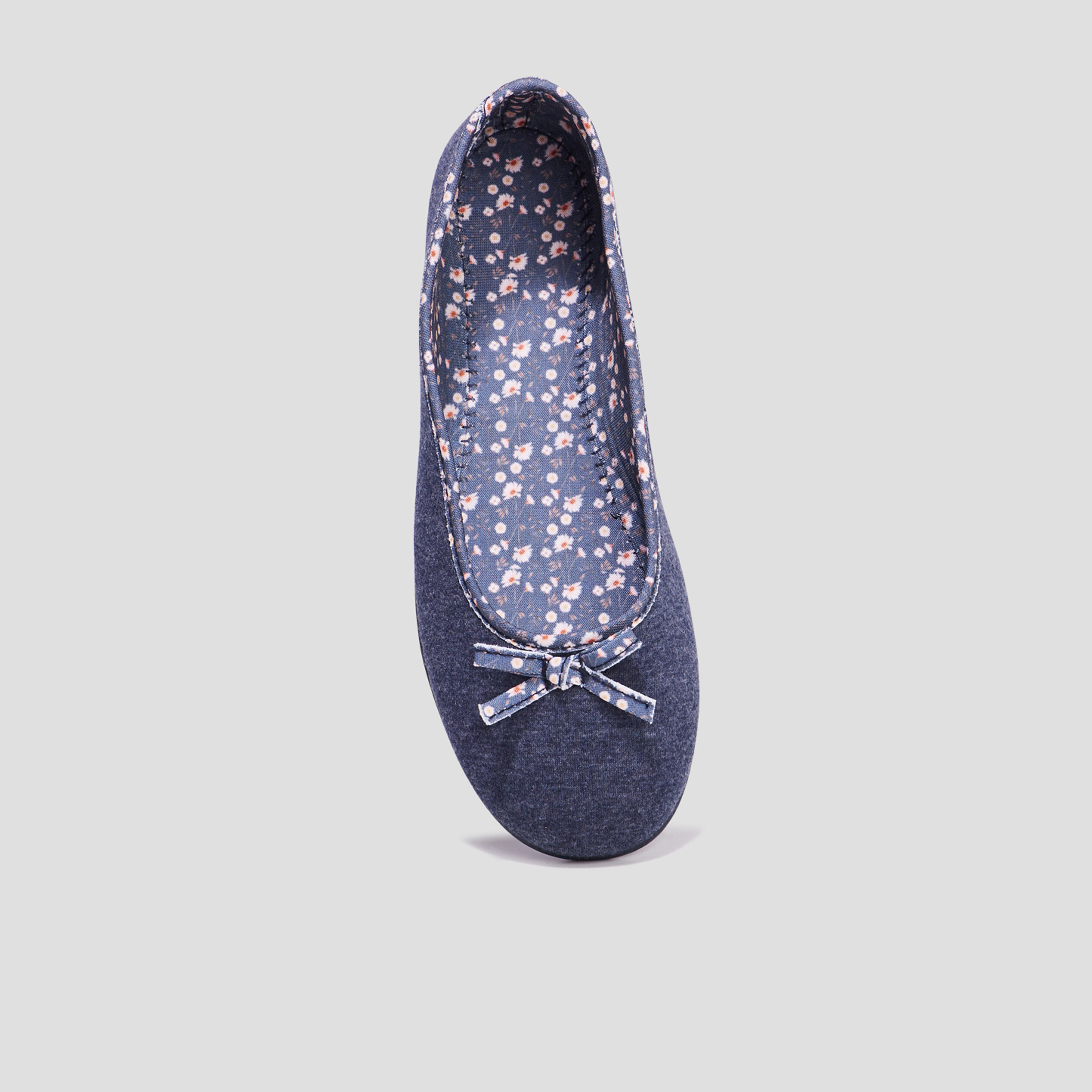 Chaussons ballerines à noeuds bleu femme | La Halle