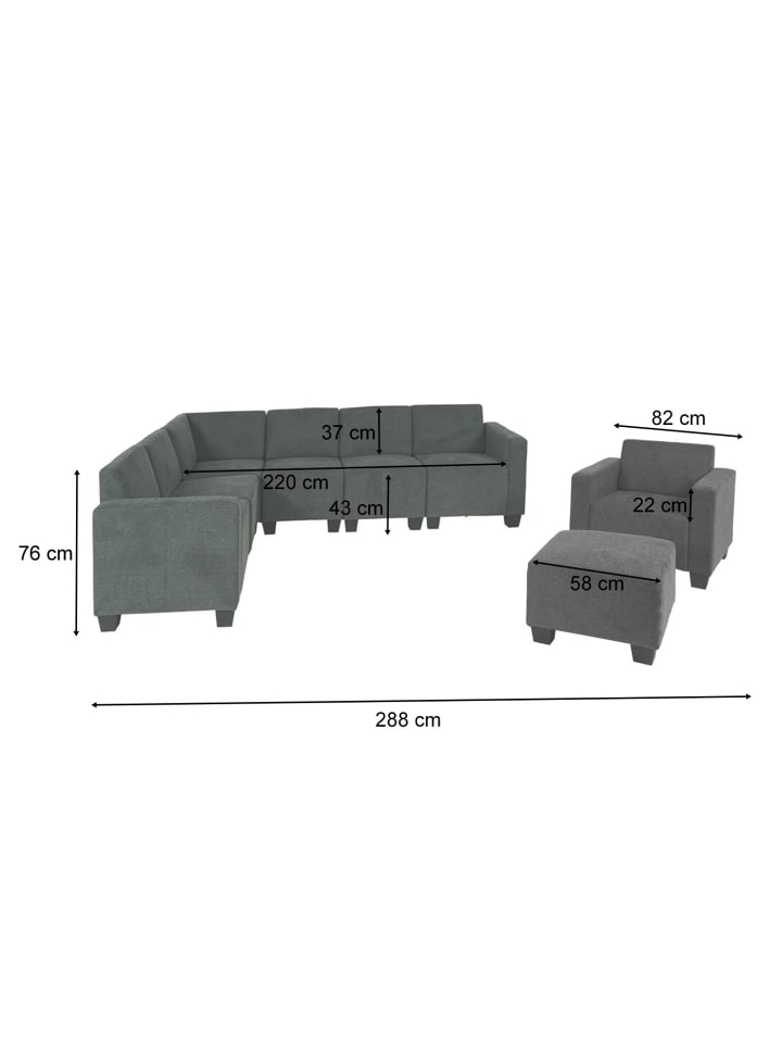 MCW Modular Sofa-System 6-2 Moncalieri, Grau günstig kaufen onesize