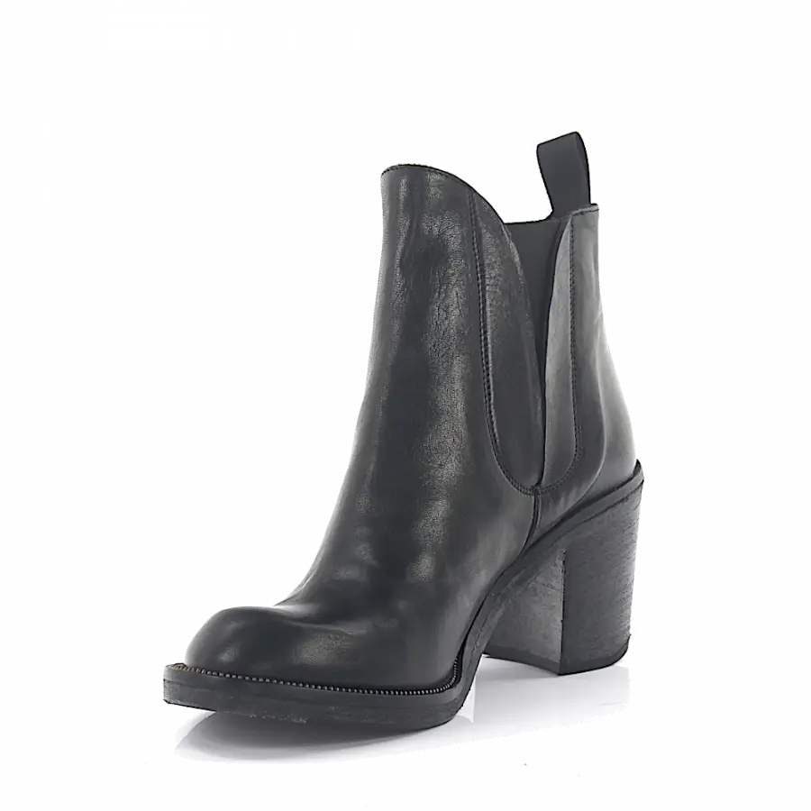 ROSS B. - Cowboy-/ Bikerstiefeletten Kalbsleder Stretch schwarz - schwarz