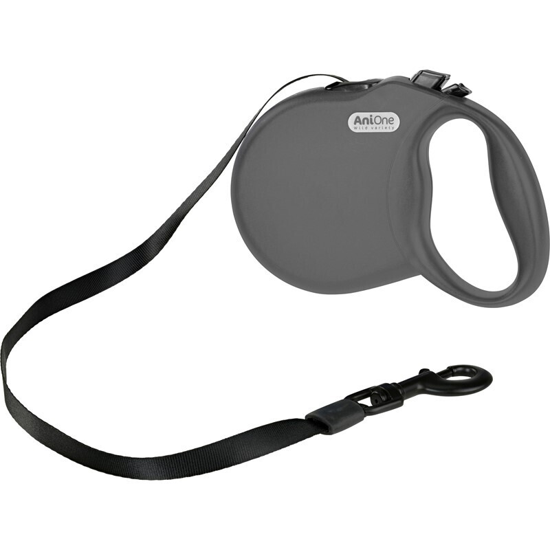 AniOne Hundeleinen AniOne Rollleine Basic Gurt grau S