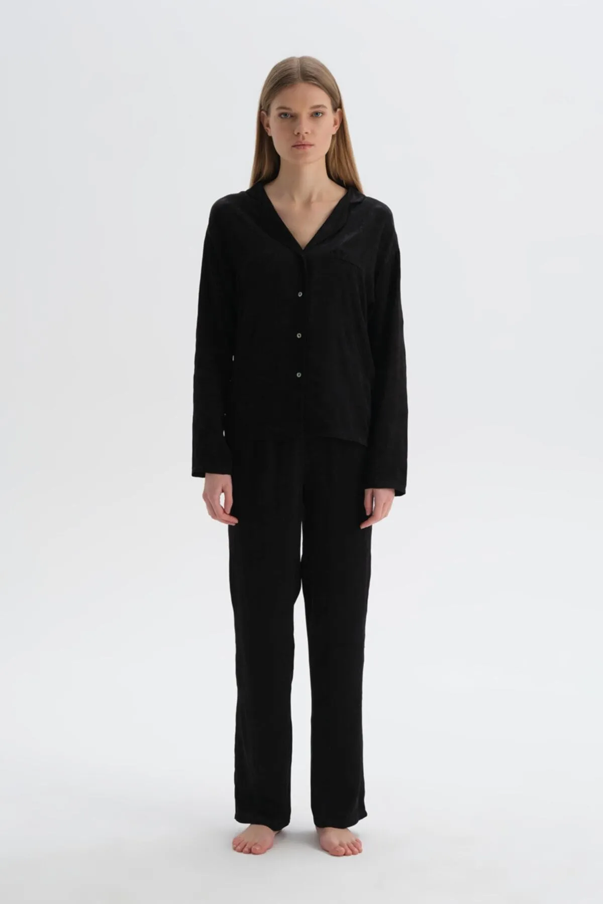Dagi  Schwarze Pyjamahose aus Baumwolle