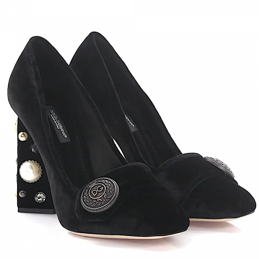 Dolce & Gabbana - Pumps Jackie Samt schwarz - schwarz