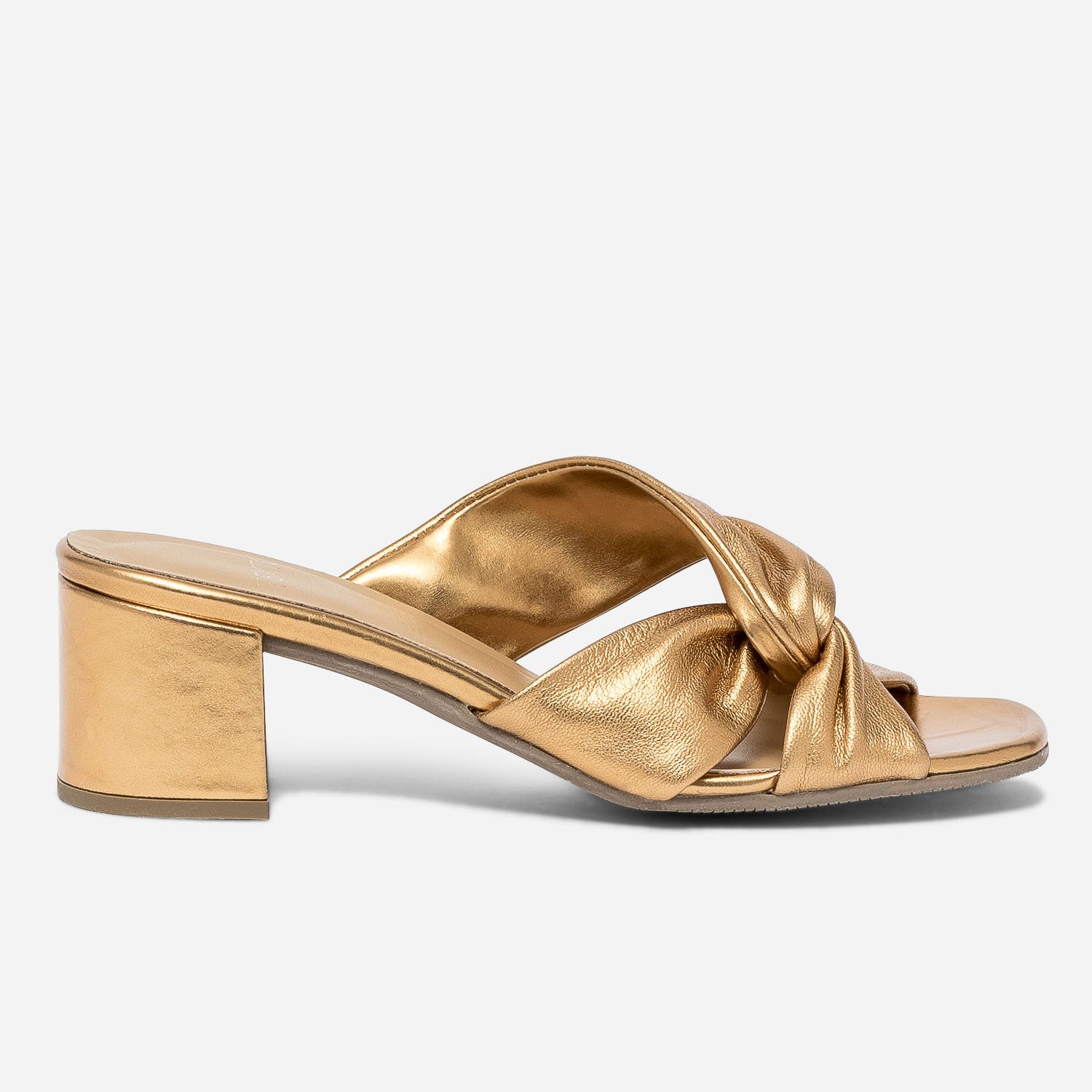 Mule TEXTO cuivrée en cuir à brides souples