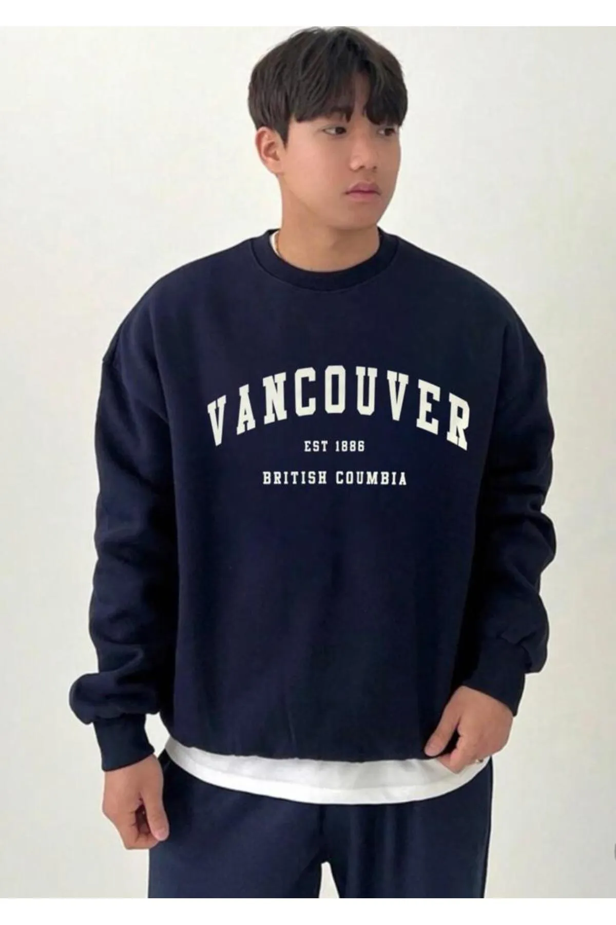 My Blog  Übergroßes, marineblaues Vancouver-Sweatshirt mit Print