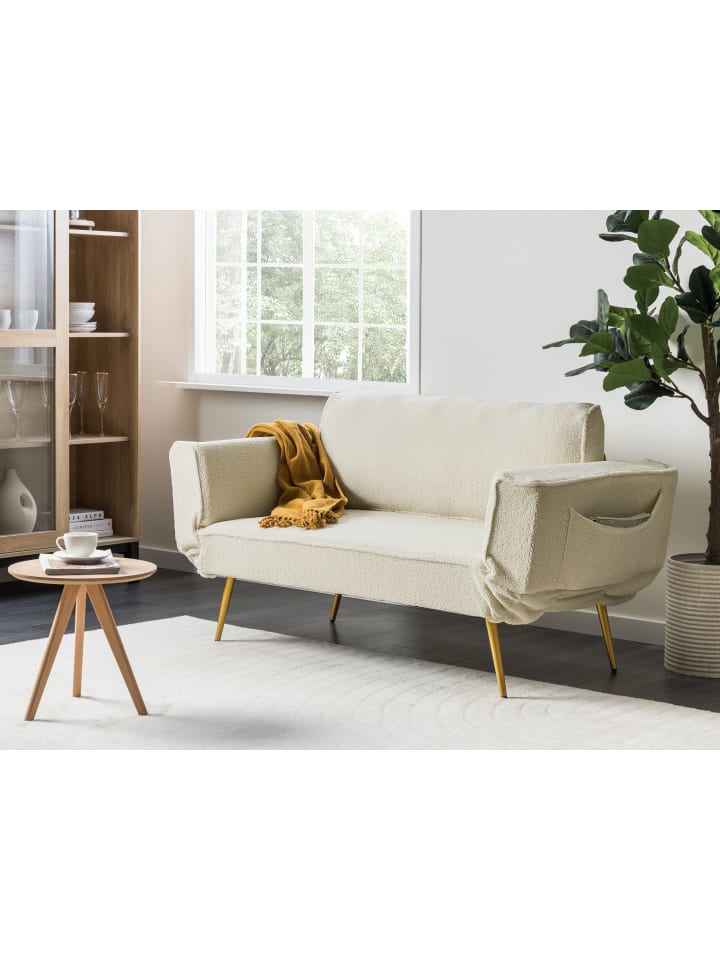 Beliani Schlafsofa SAARELA in Weiß/Gold - (W) 187 x (H) 82 x (L) 75 cm günstig kaufen onesize