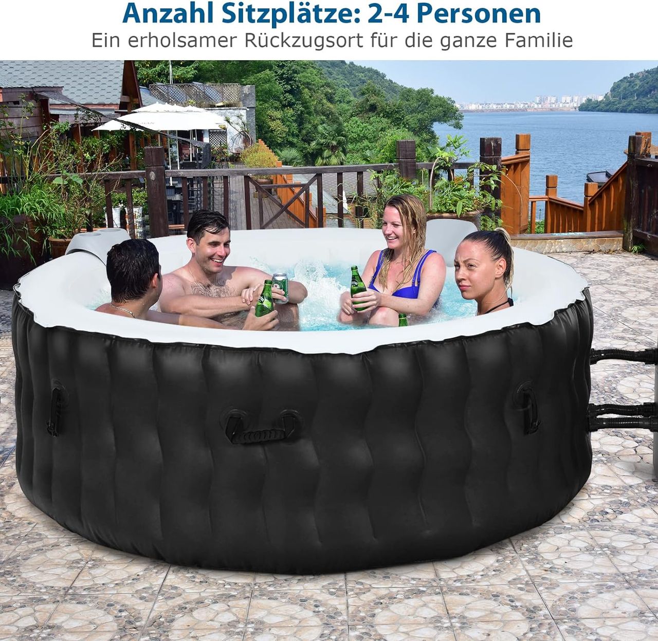 Costway Aufblasbarer Whirlpool Ø180cm | 4 Personen
