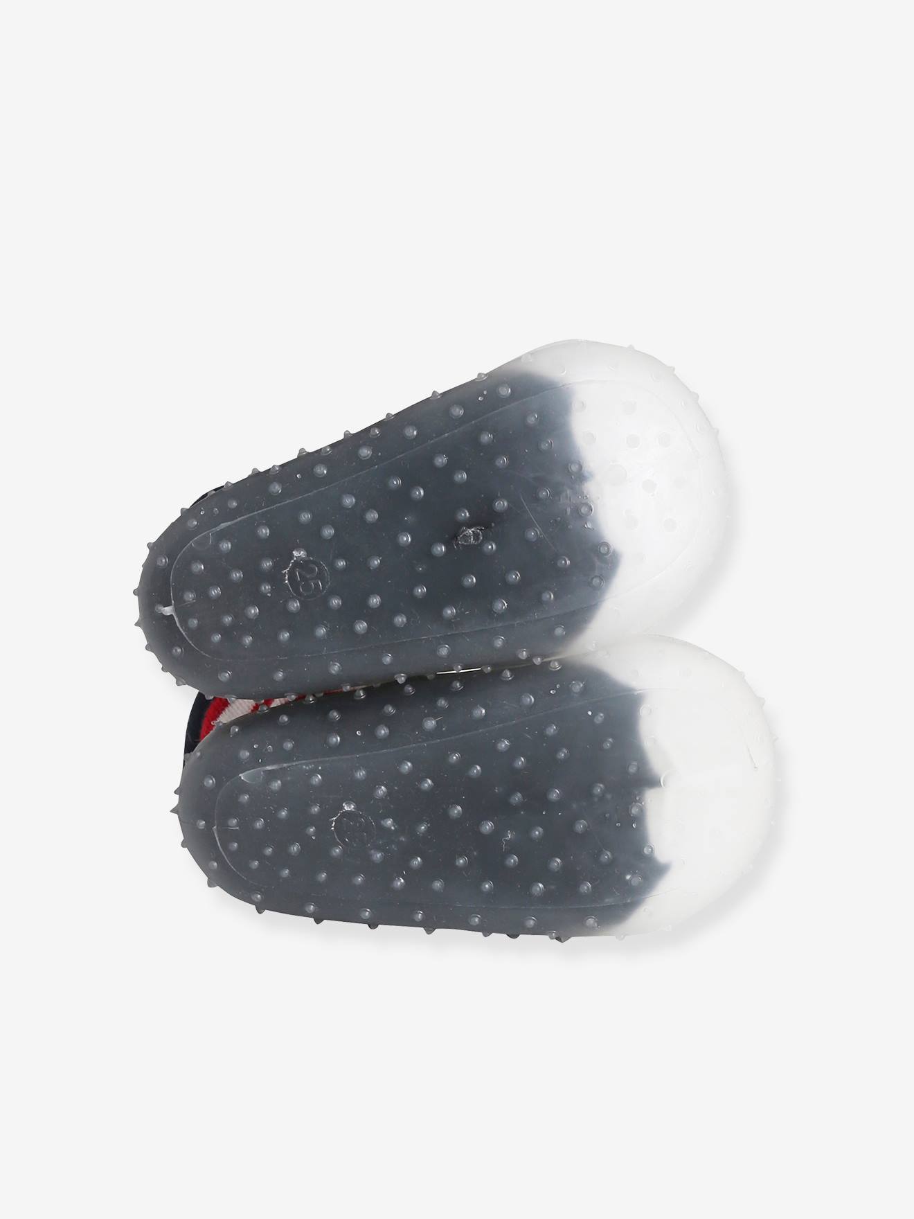Chaussons-chaussettes de Noël enfant antidérapants rayé rouge