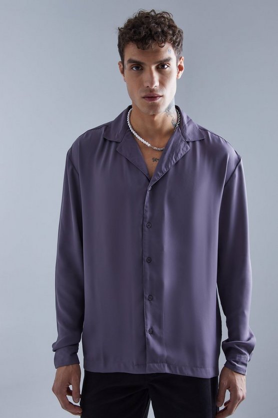 Langärmliges Hemd in Satin-Optik
