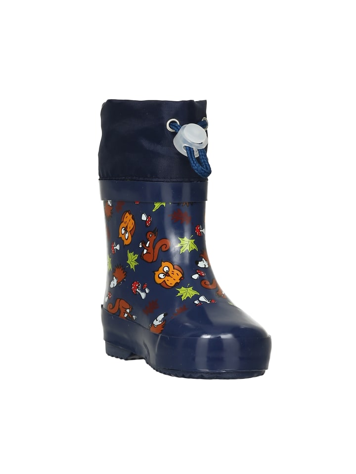 Playshoes Gummistiefel Halbschaft Waldtiere gefüttert in Marine günstig kaufen