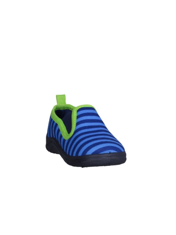 Playshoes Hausschuh Ringel in Blau/Grün günstig kaufen