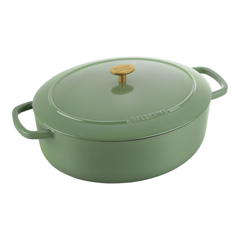 Cocotte 33 cm, oval, Grün, Gusseisen