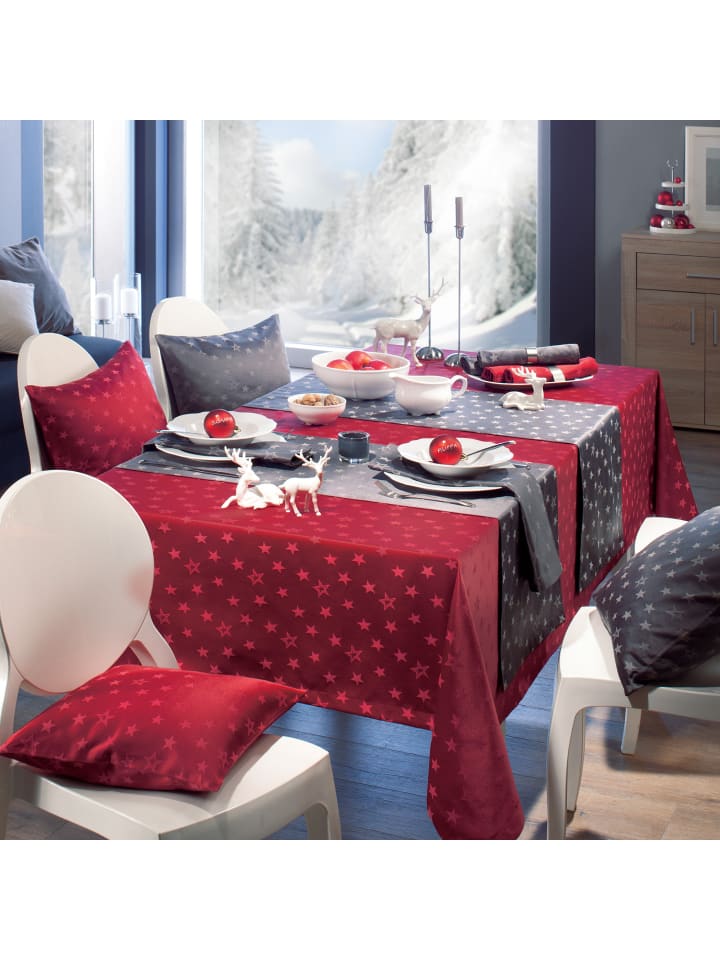 Erwin Müller Jacquard Tischdecke Almeria in rot günstig kaufen