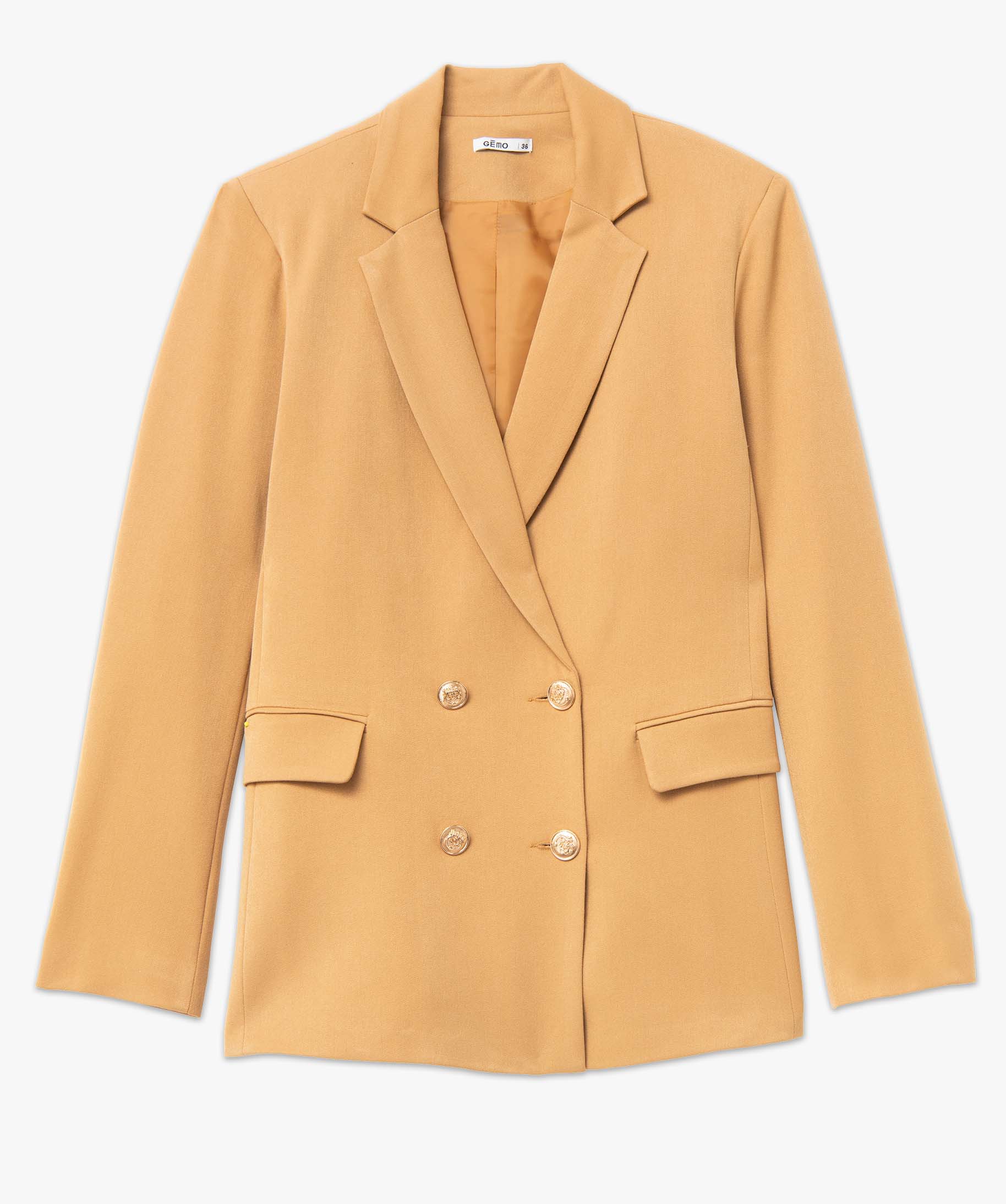 Veste femme fermeture croisée avec boutons fantaisie camel | GEMO