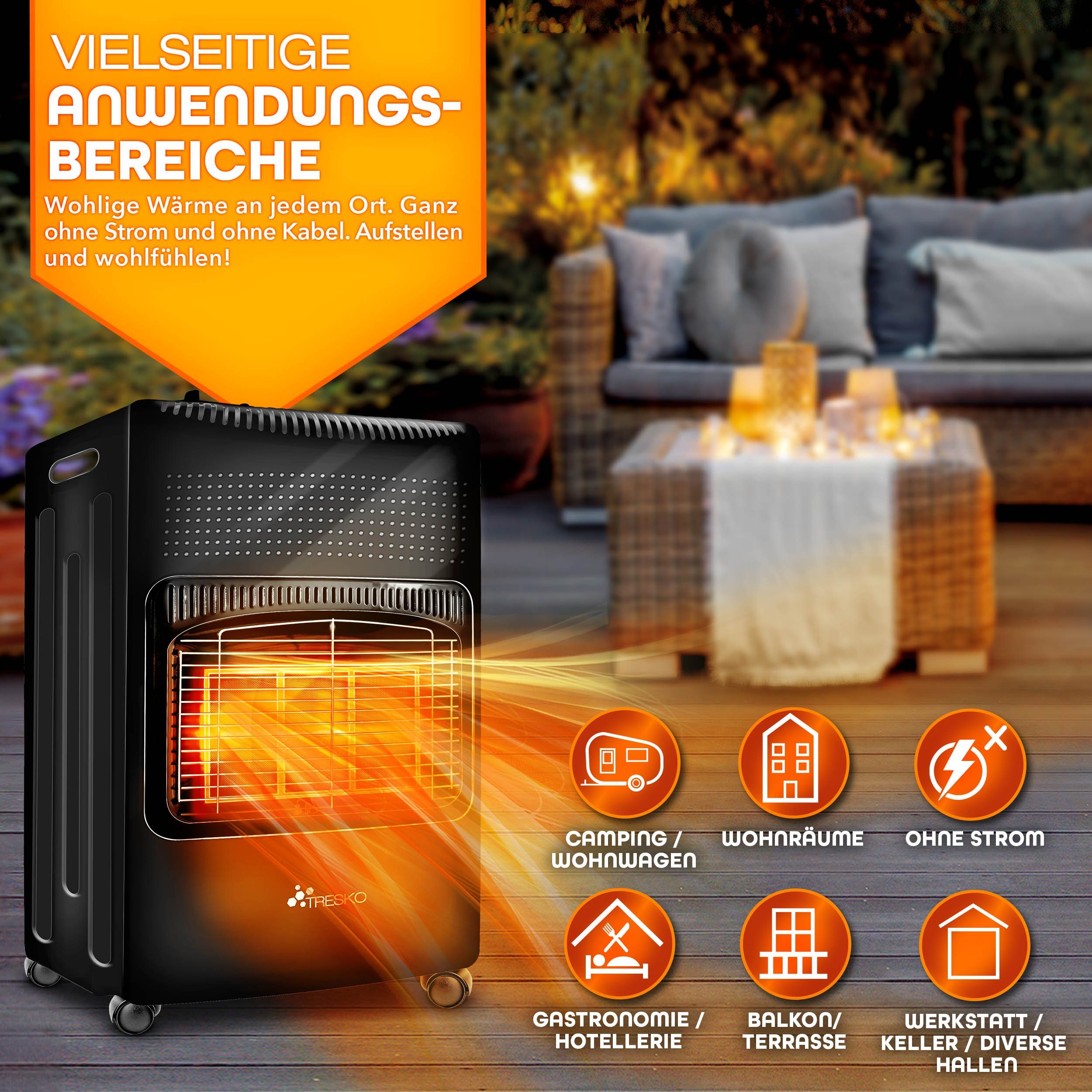 TRESKO Heizstrahler 4200 W Gasheizung + Abdeckung Gasheizer 3 Stufen Gasofen Gasheizofen