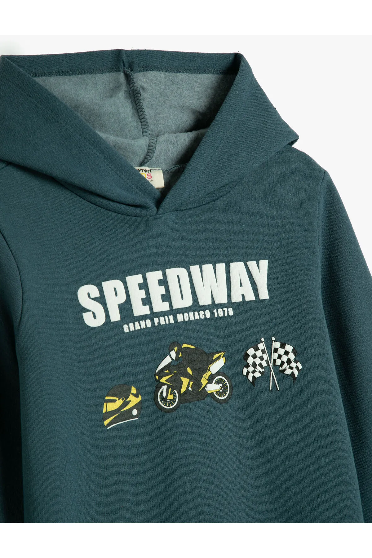 Koton  Kapuzen-Sweatshirt mit erhöhtem Motorrad-Aufdruck, langärmlig aus Baumwolle