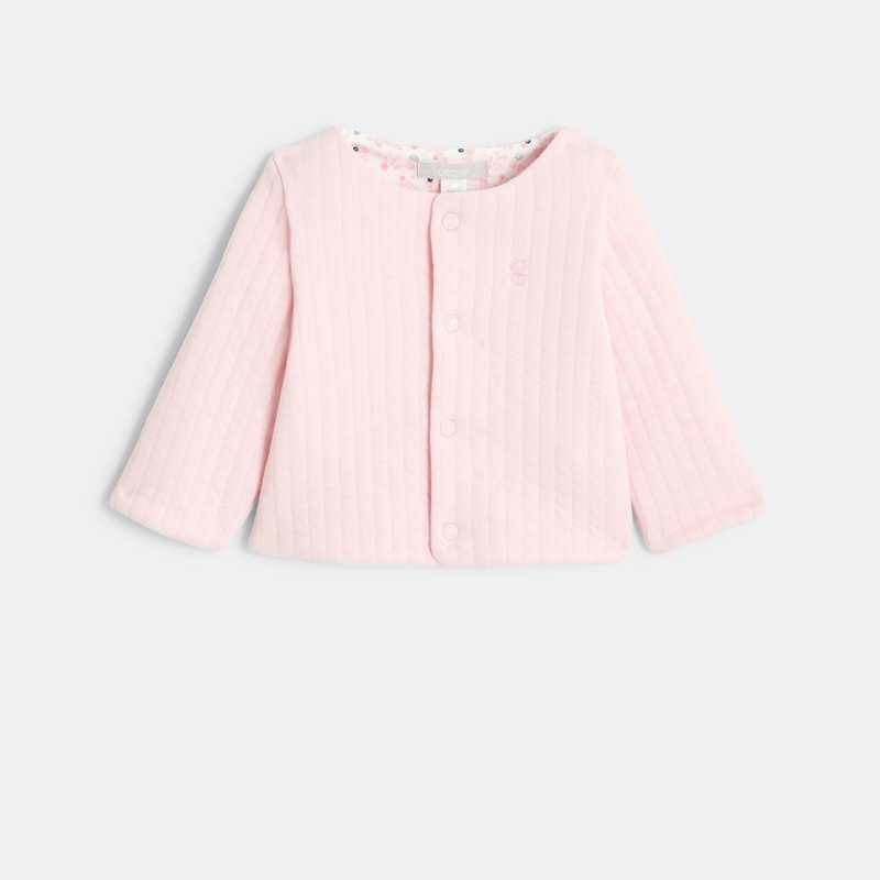 Cardigan en molleton rose naissance