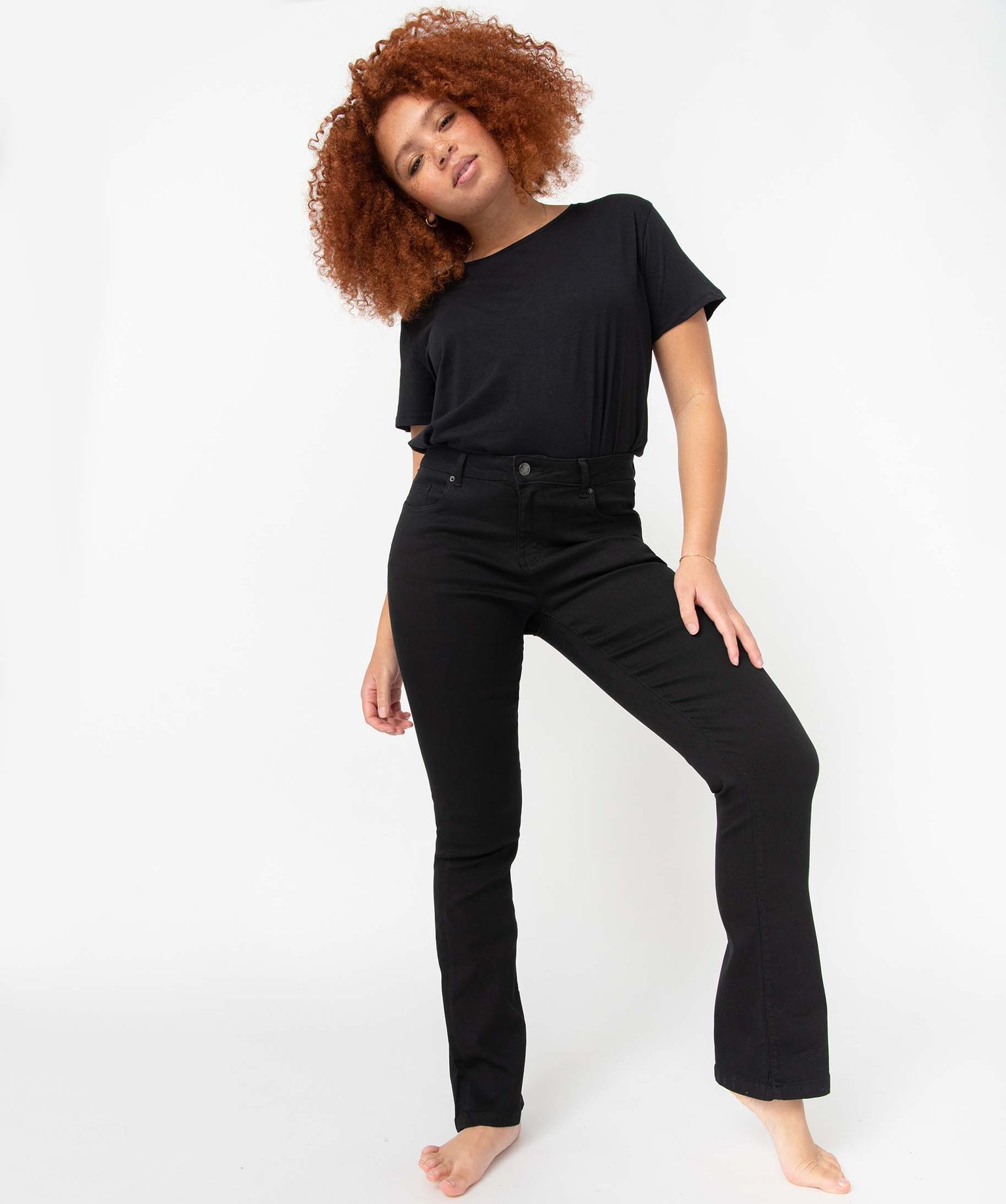 Jean femme coupe Bootcut noir | GEMO